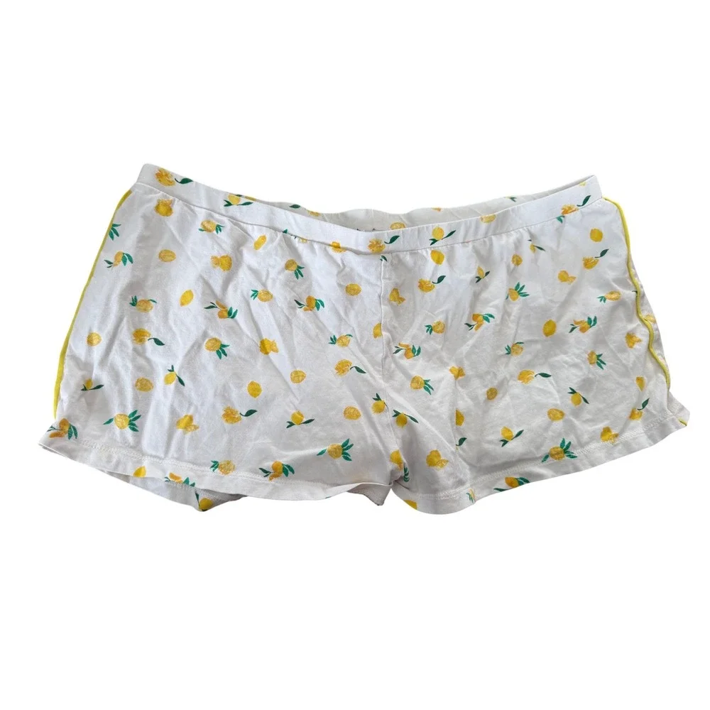 J.Crew lemon print‎ white pj lounge shorts